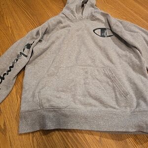 Champion Gray Kids Hoodie with Black Logo